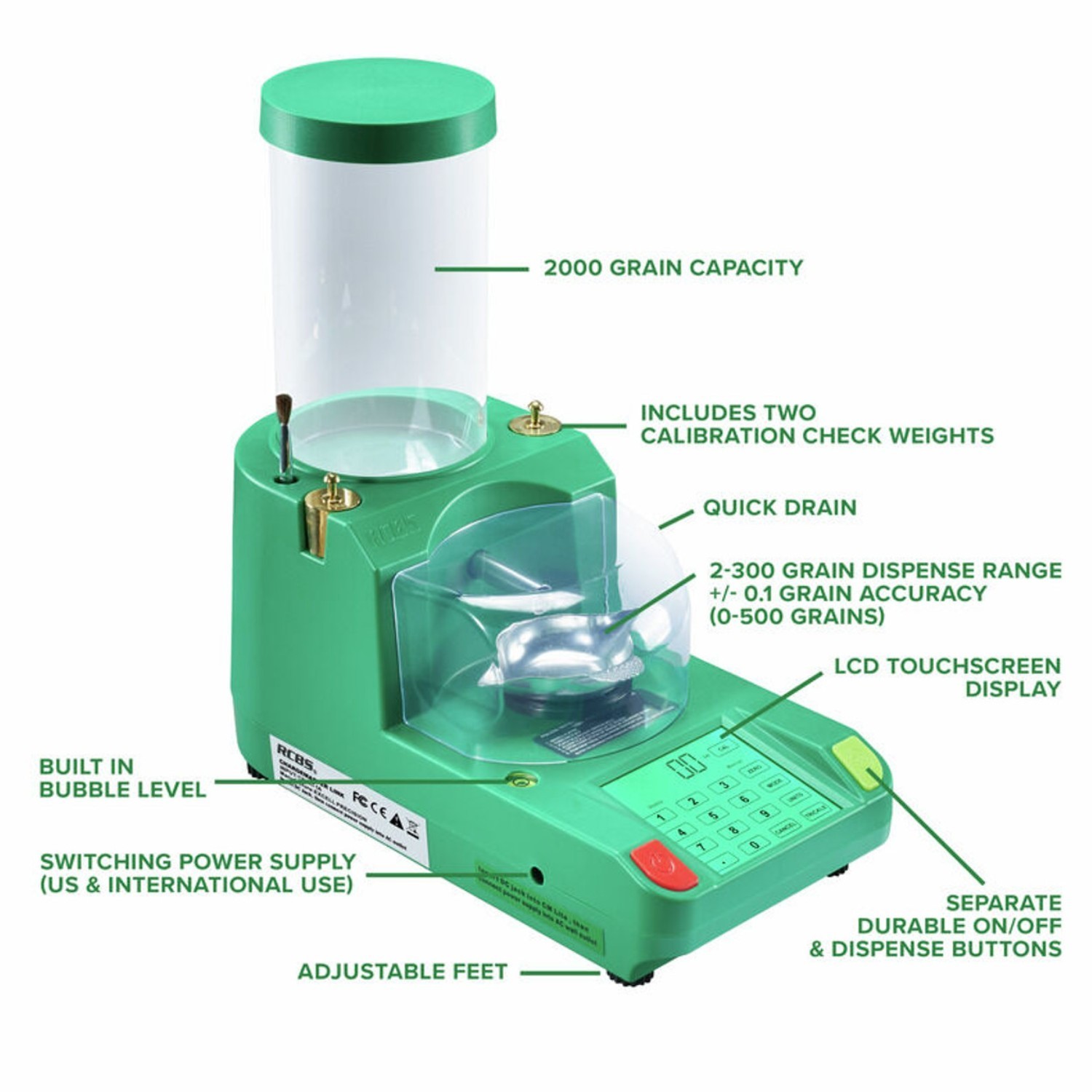 RCBS ChargeMaster Link Electronic BT Powder Dispenser, 2000 Gr. Capacity #98944