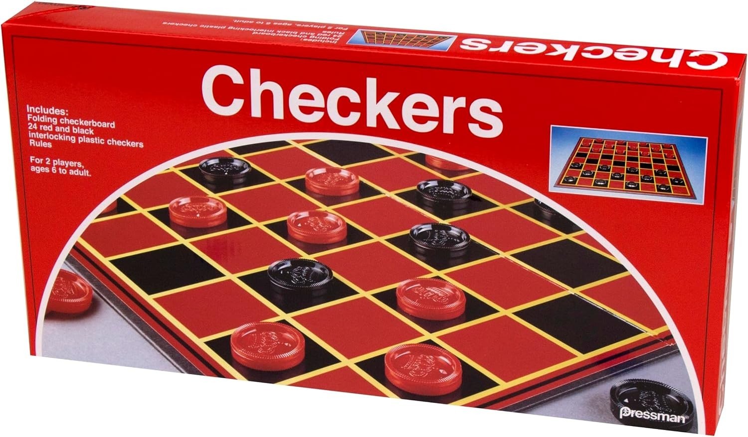 Checkers -- Classic Game with Folding Board and Interlocking Checkers, 2 Players