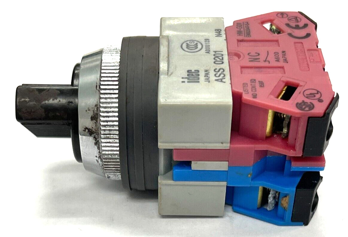 IDEC SELECTOR SWITCH ASS-0201 22MM 2 POSITION W/ IDEC NO & NC CONTACT BLOCK