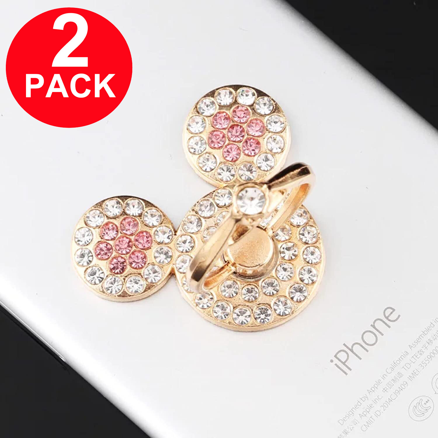 2x Universal 360 Rotating Finger Ring Stand Holder for Cell Phone iPhone iPad
