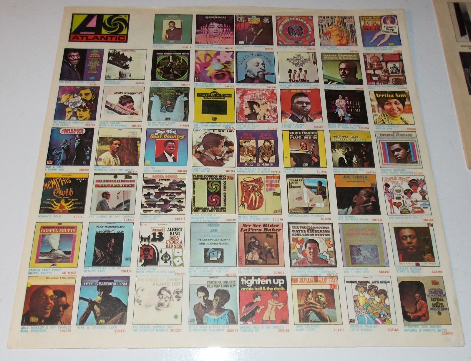 ORIGINAL EARLY 1960'S FROM THE ATLANTIC CATALOGUE 12" LP SLEEVE ONLY NO VINYL