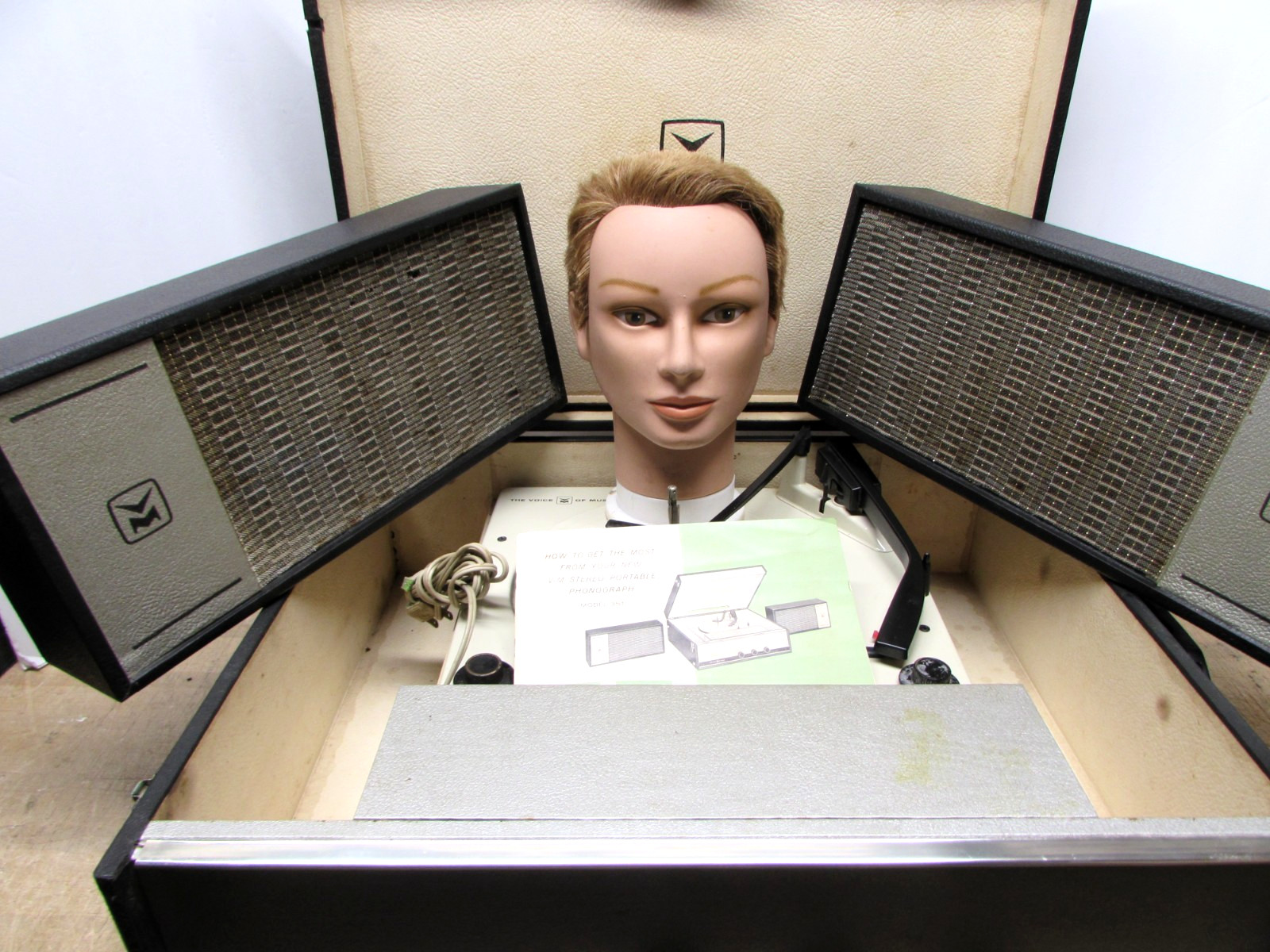 ESTATE* RETRO MCM Hi-Fi THE VOICE OF MUSIC PORTABLE TUBE RECORD PLAYER MODEL 351
