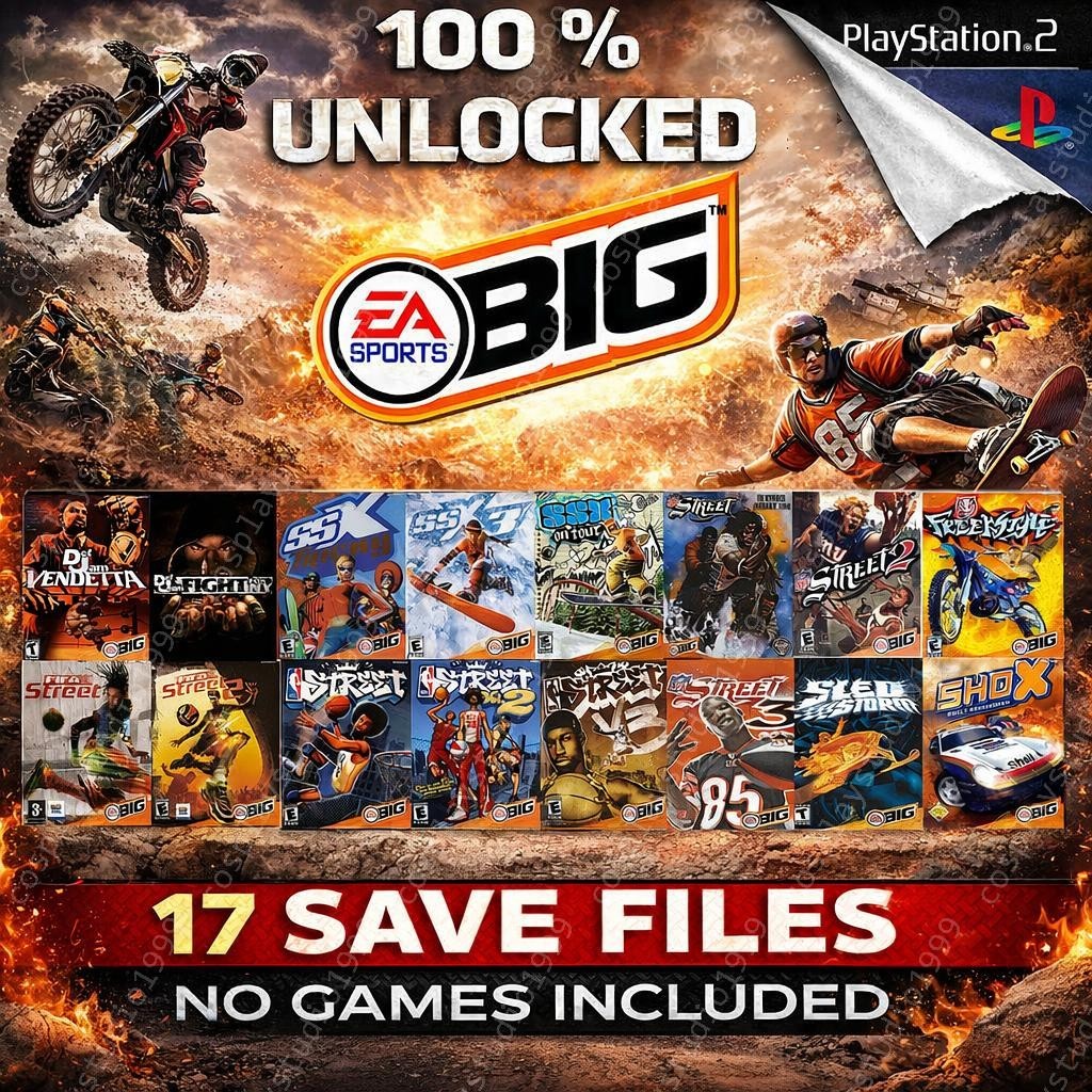 NBA Street 2 NFL Street FIFA SSX Def Jam PlayStation 2 Memory Card Save Unlocked
