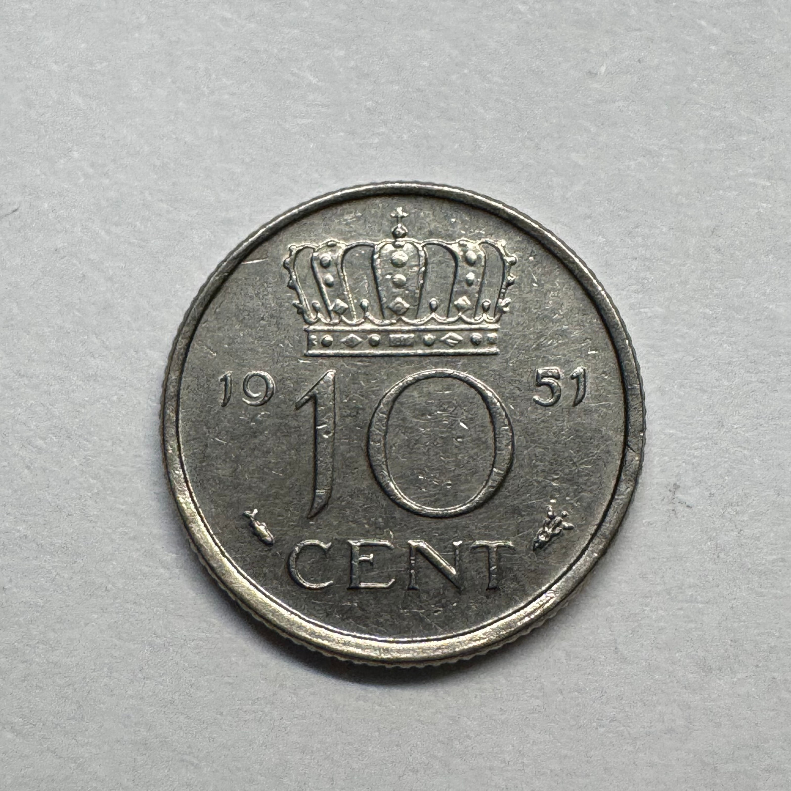 1951 Netherlands 10 Cents - Beautiful Coin - #B-015