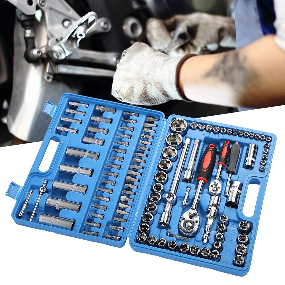 108PCS Socket Wrench Set 1/4" 1/2" Drive Socket and Ratchet Wrench Tool Set US