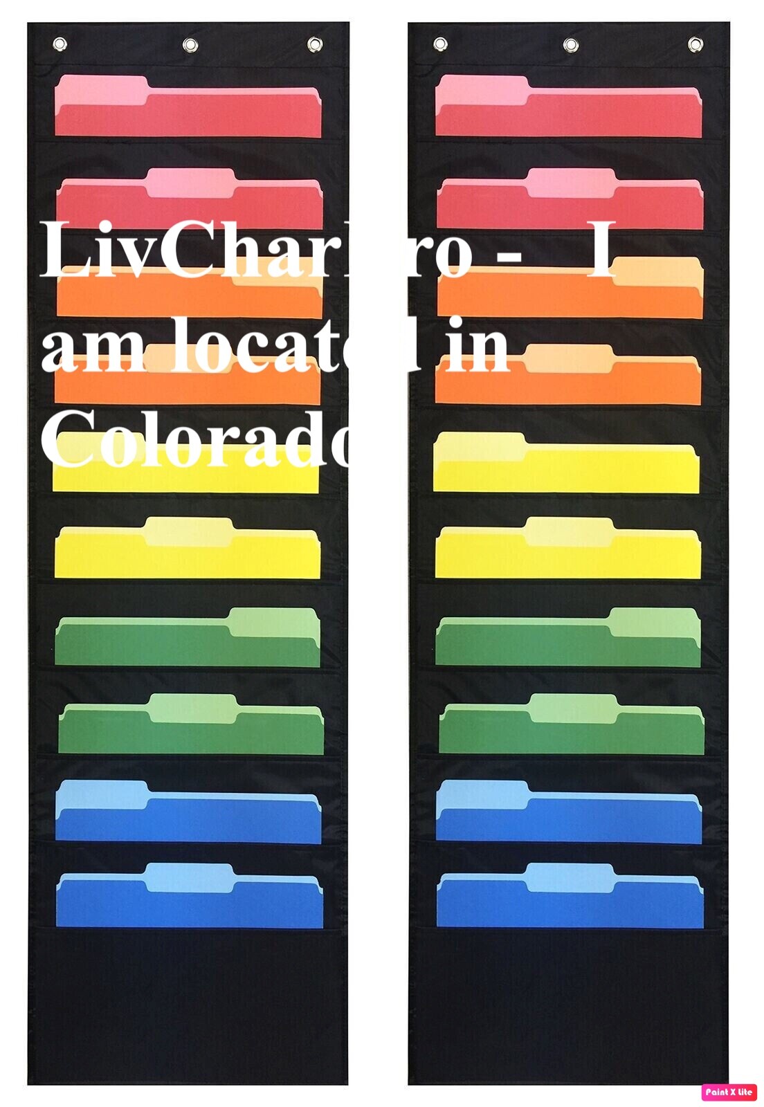 2 Pack Black 10 Pocket Hanging Wall Pocket Chart Hanging Storage Pocket Hanging