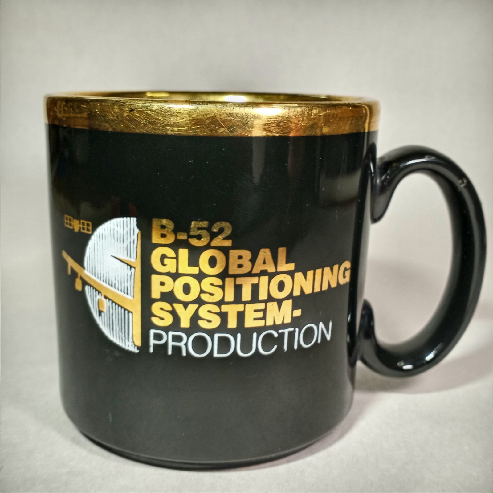 Vtg B-52 Stratofortress Coffee Mug Cup Made In England Black Gold Trim