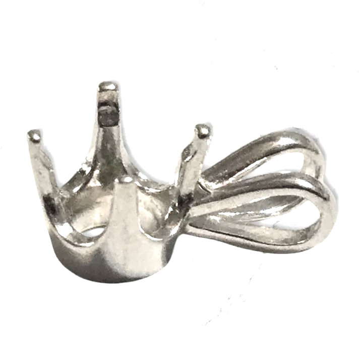8mm Round 4 Prong Standard Pendant Setting Sterling Silver