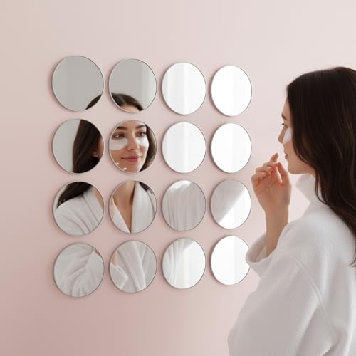 50Pcs Small Round Mirrors for Crafts, 2 Inch Mini Acrylic Round Mirror Tiles