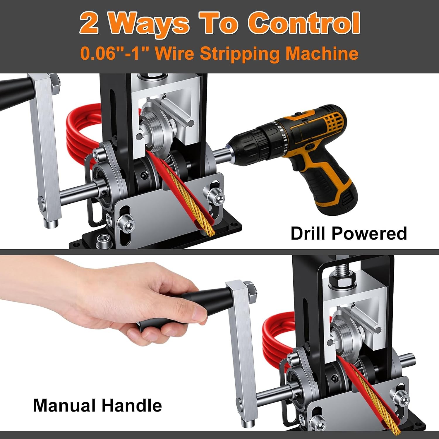 Multi Function Wire Stripper 0.06"-1" Hand Crank Tool For Waste Copper Recycling