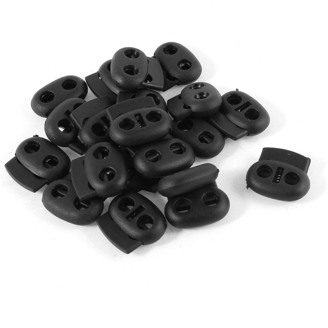 20 x Plastic Hole Diameter 0.24" 2 Holes Metal Spring Cord Lock