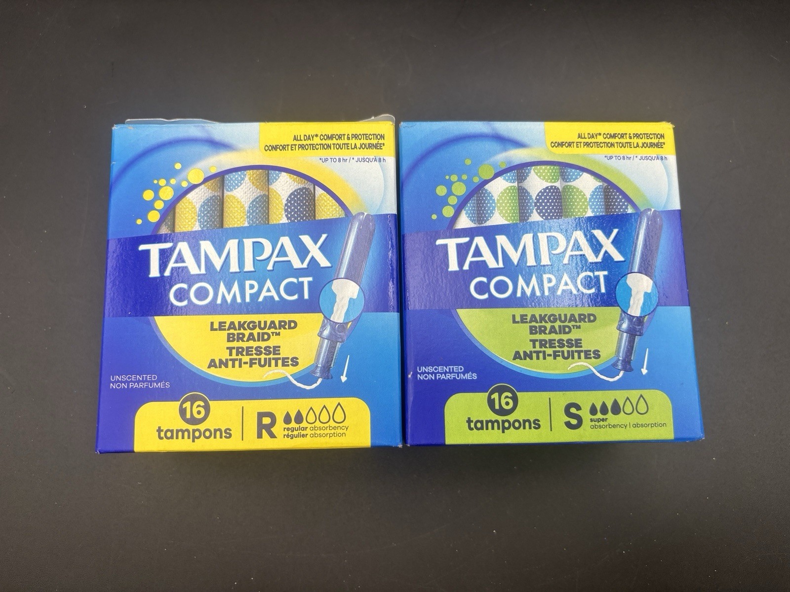 [2 PACK] Tampax Compact Pocket Tampons - Regular & Super Absorbency (32 Total)