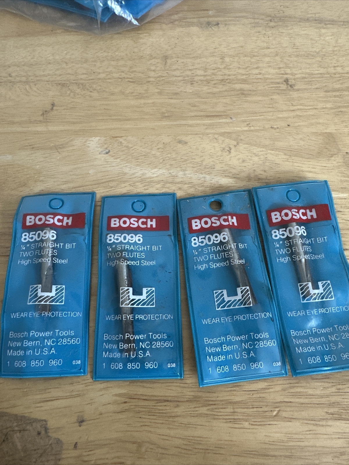 4 Pieces Bosch #85096 Straightl Bit  1/4 Dia. Two Flutes, High  Speed Steel,