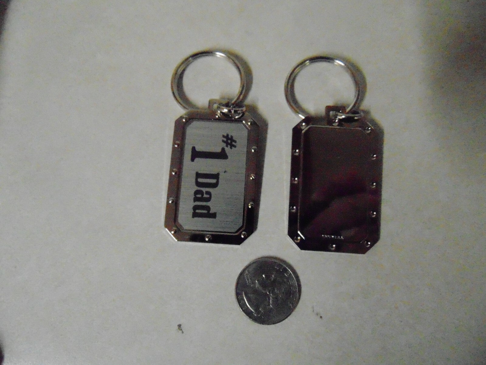 DOG TAG SHAPED KEY CHAIN # 1 DAD ABOUT 2 INCHES