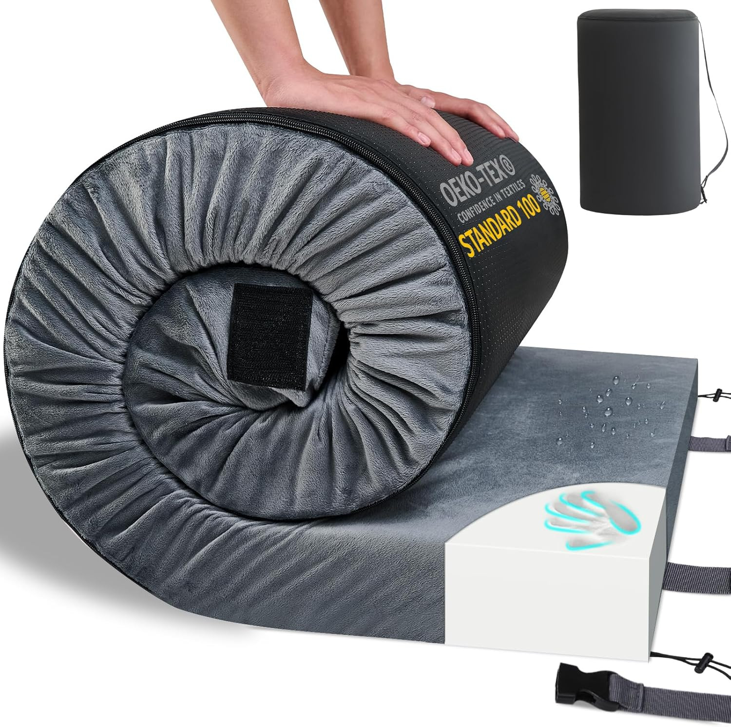 CertiPUR-US Memory Foam Camping Mattress Pad - Portable Roll-Up Sleeping Mat