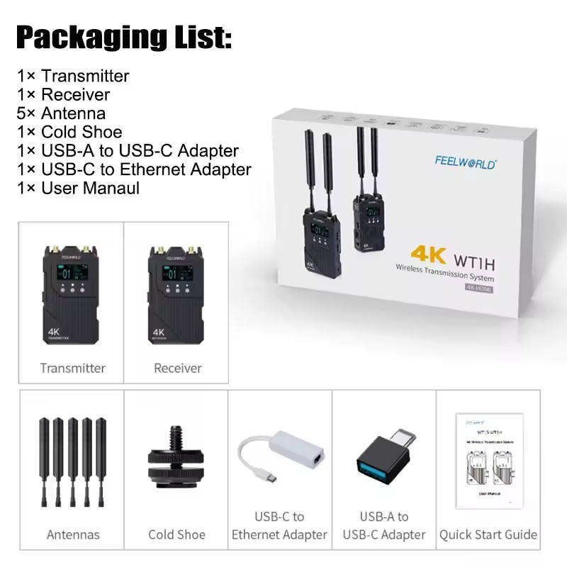 FEELWORLD WT1H Wireless Video Transmission System 4K HDMI Transmitter Receiver