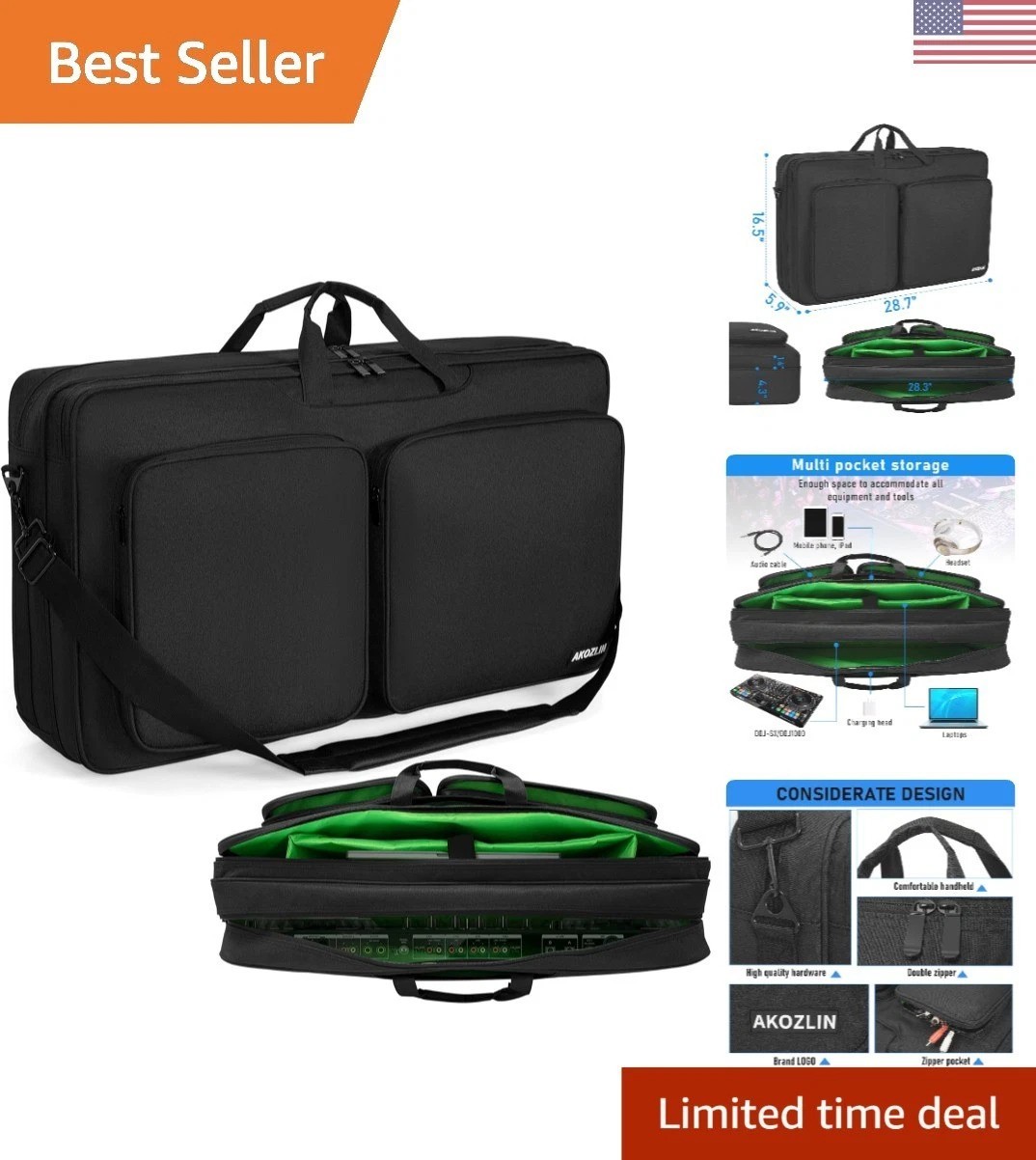 Versatile DJ Equipment Bag - Protects Pioneer RX, Denon Controllers & More