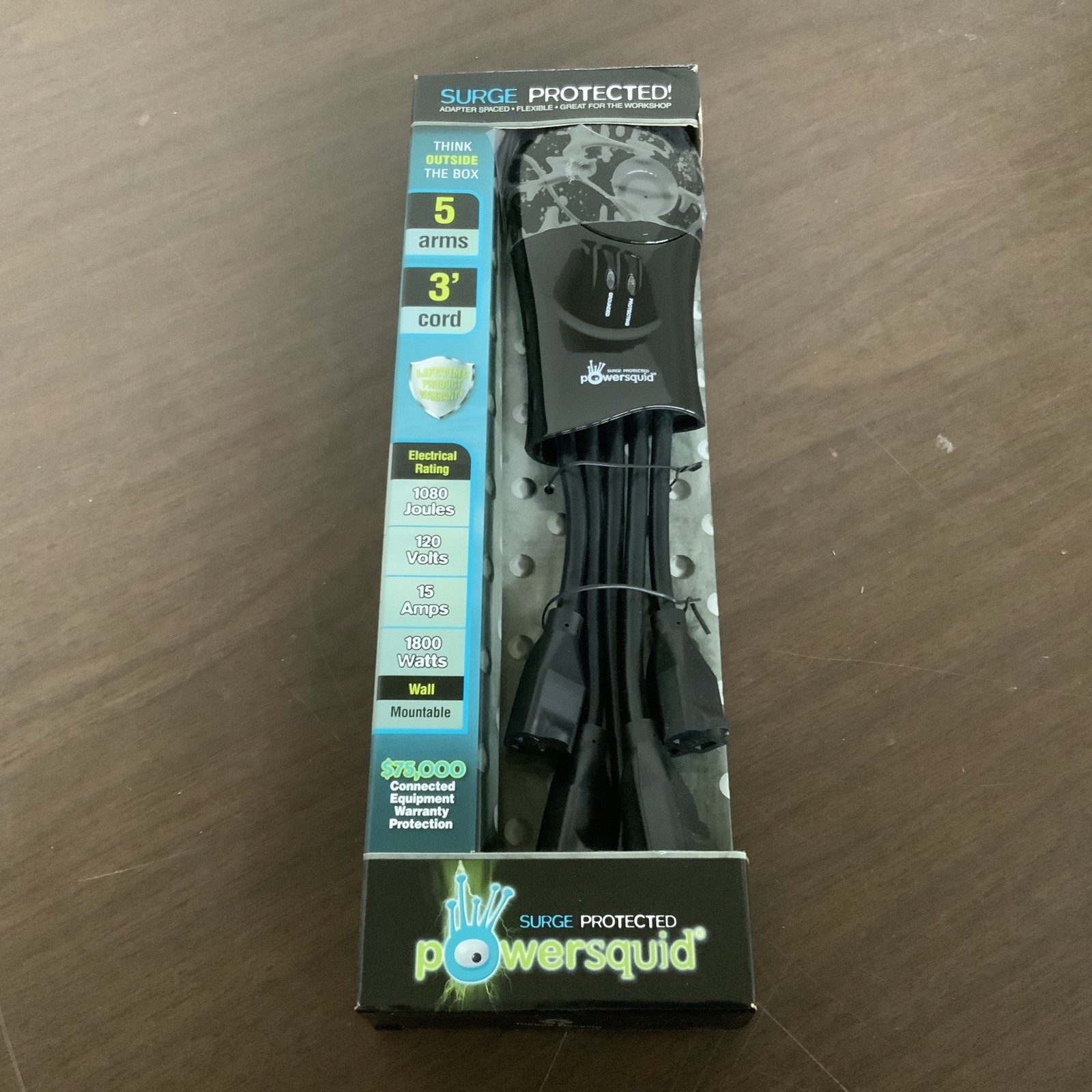 NEW Bits Limited Powersquid Surge Protector PMK5K-3 Black
