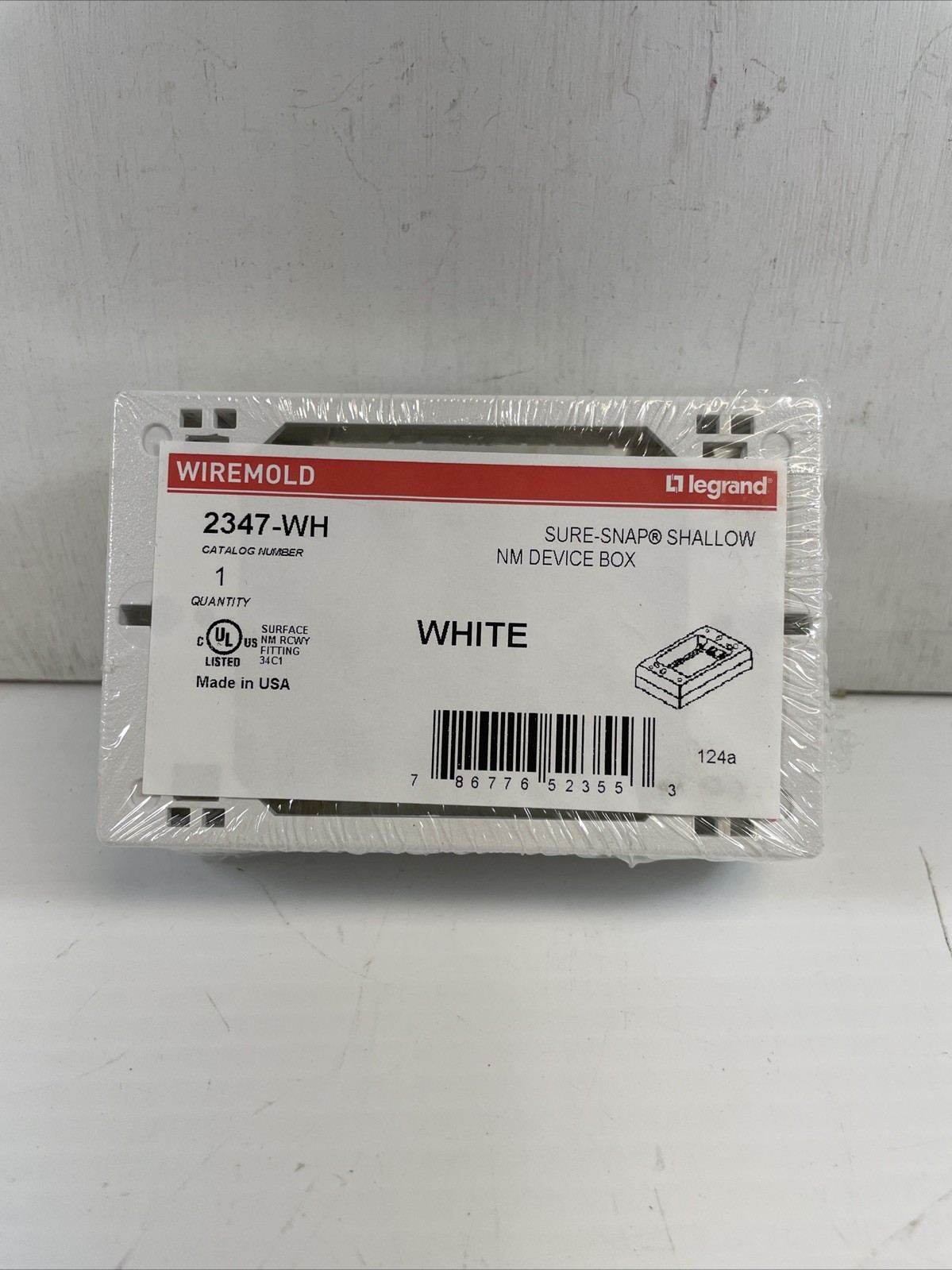 Wiremold 2347-WH Sure-Snap Shallow NM Device Box