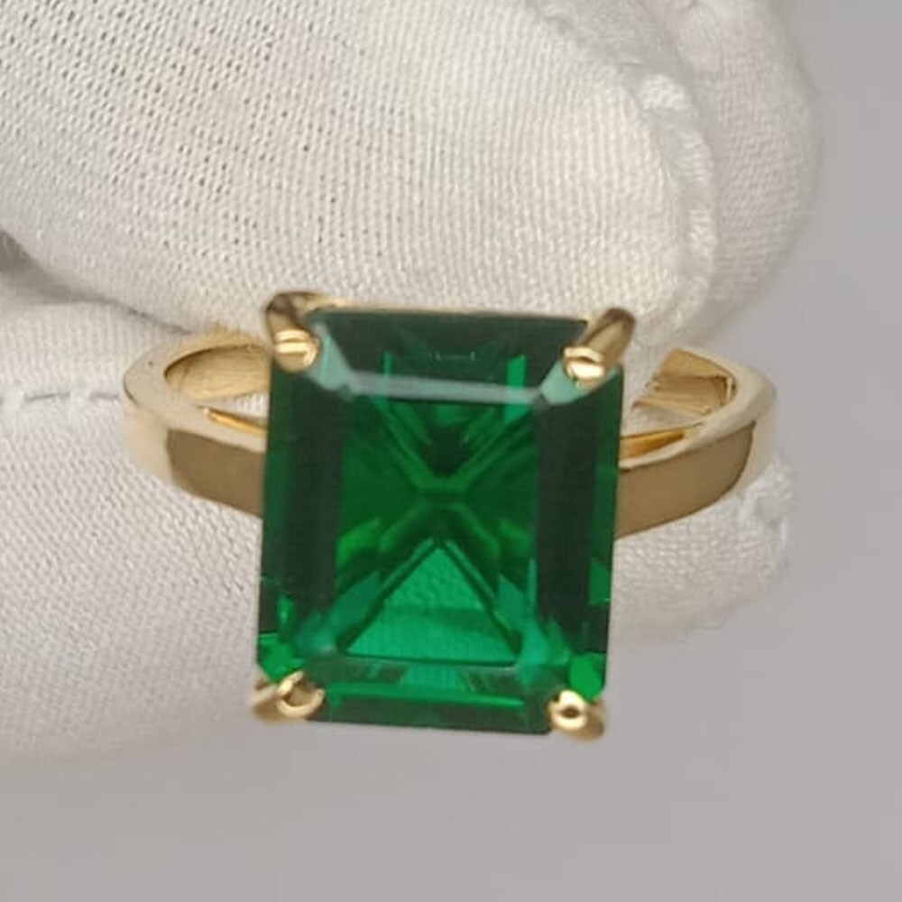 6.00Ct Emerald Natural Emerald & Diamond 100% 14k SOLID Yellow Gold Wedding Ring