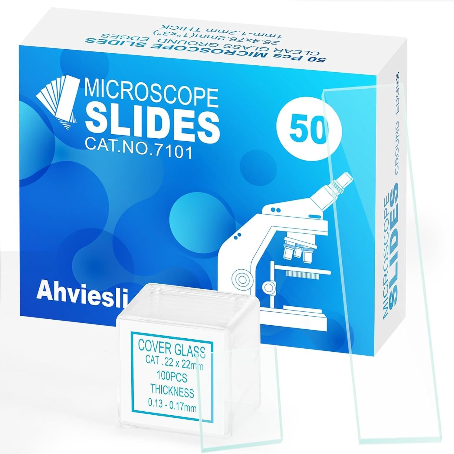 50 Optical-Grade Glass Microscope Slides & 100 Covers for Safe Science Learning