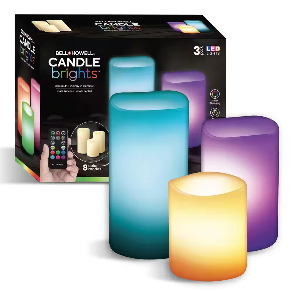 Candle Brights Multicolor Changing Integrated LED Night Lights 3PK, White
