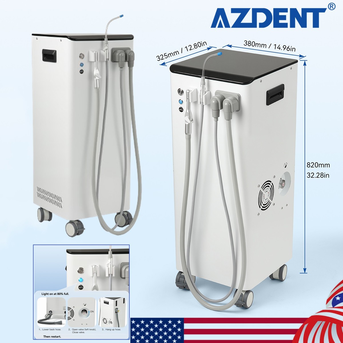 400W Portable Dental Mobile Dental Suction Unit Vacuum Pump with Strong Suction