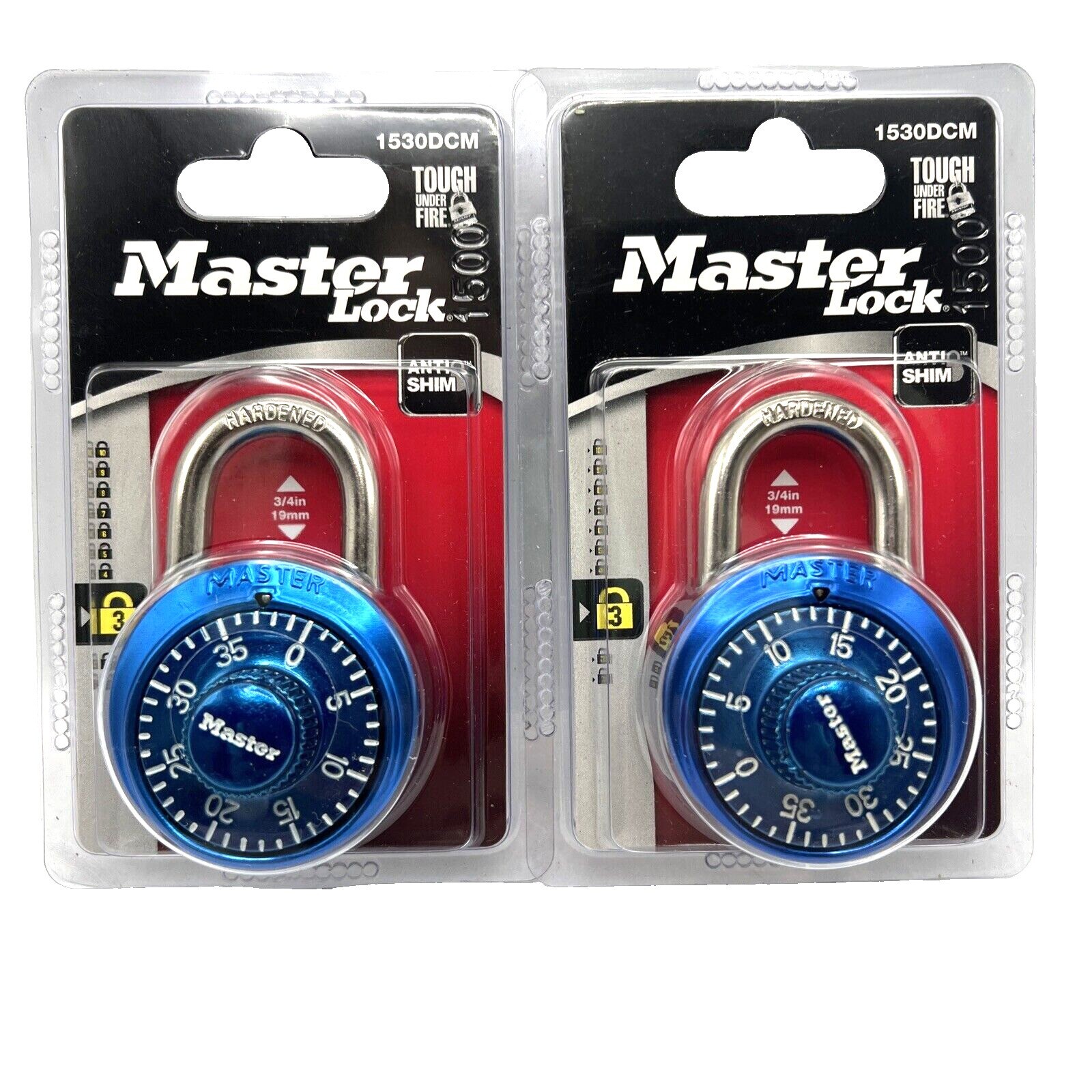 Master Lock Set of 2 Blue Combination Padlocks School Gym Work Locker
