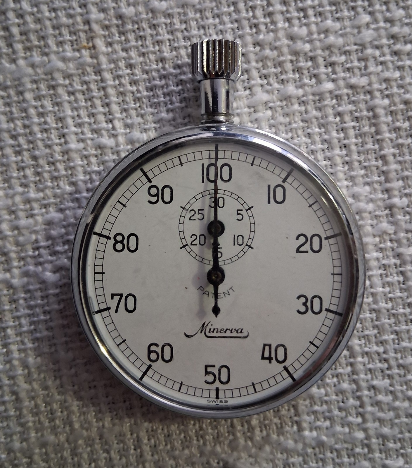 Minerva Mechanical Stopwatch Silver Time Measurement Handheld Metal Stopwatch