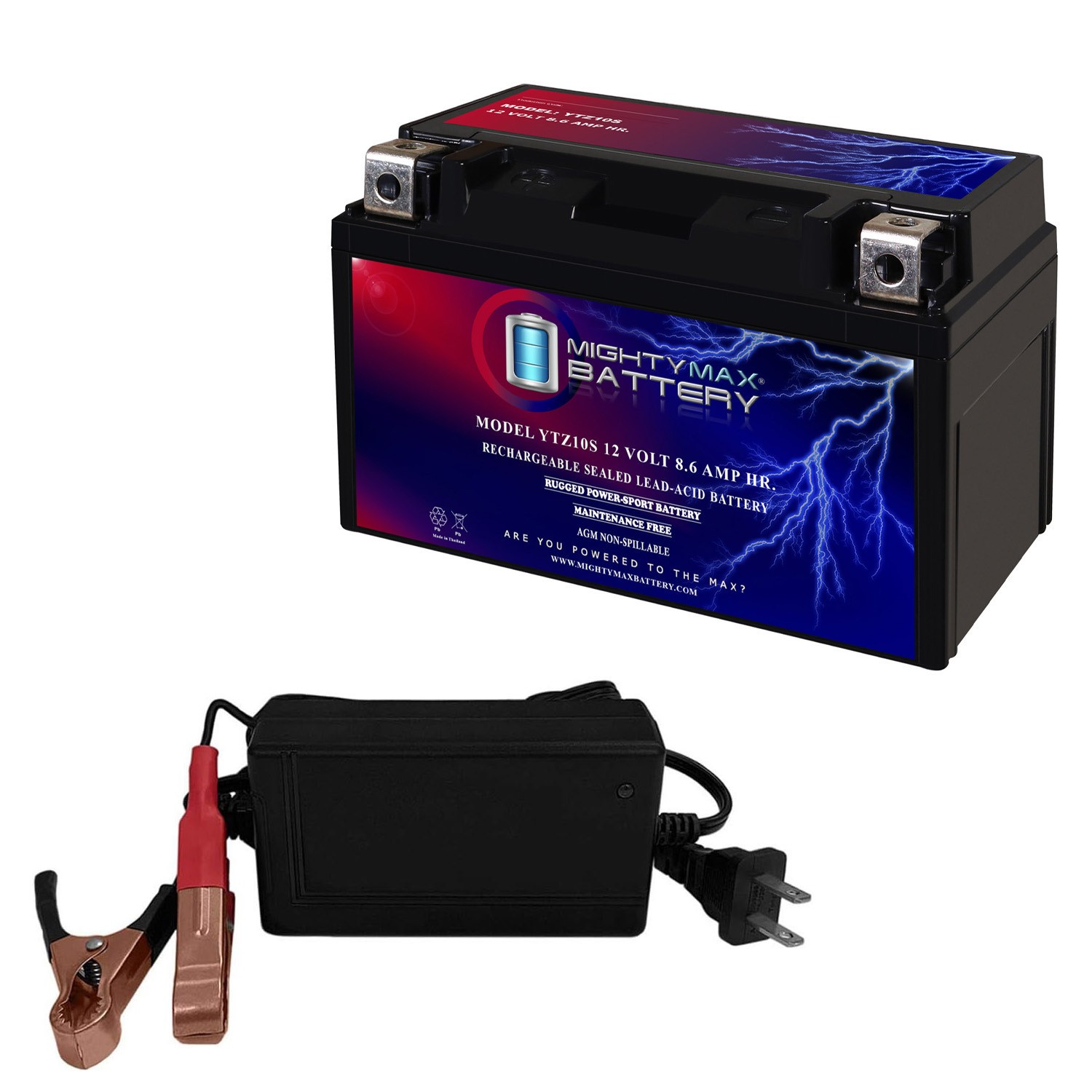 Mighty Max YTZ10S Replaces Suzuki 1000 GSX-R1000A 20-23 + 12V 2Amp Charger