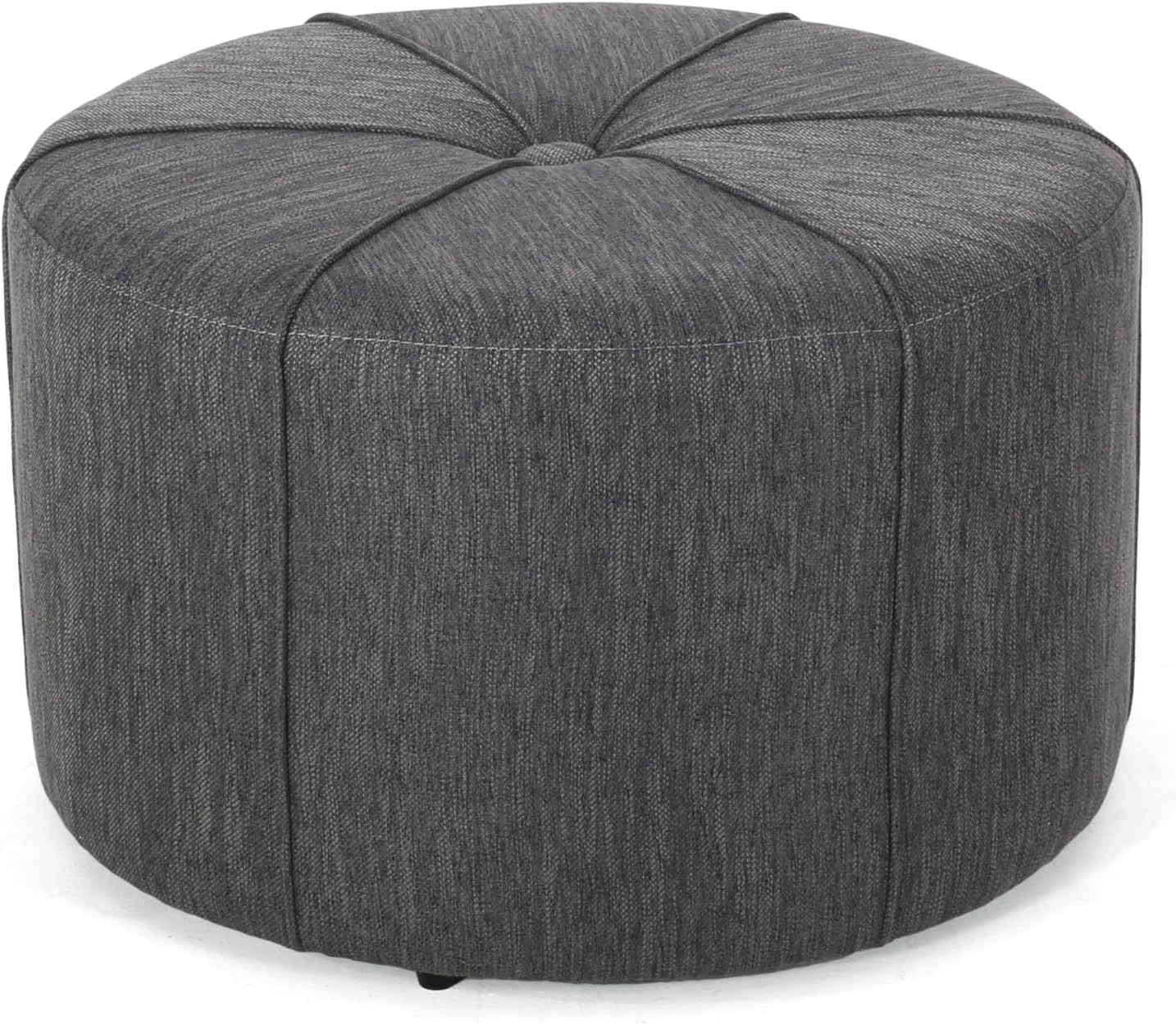 Charcoal Birdsong Upholstered Round Ottoman - Stylish & Versatile Accent Piece