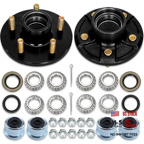2 Sets 2000lb Trailer Axle Trailer Hub 5*4.5" Trailer Hub Kit for 2000 lbs Axle