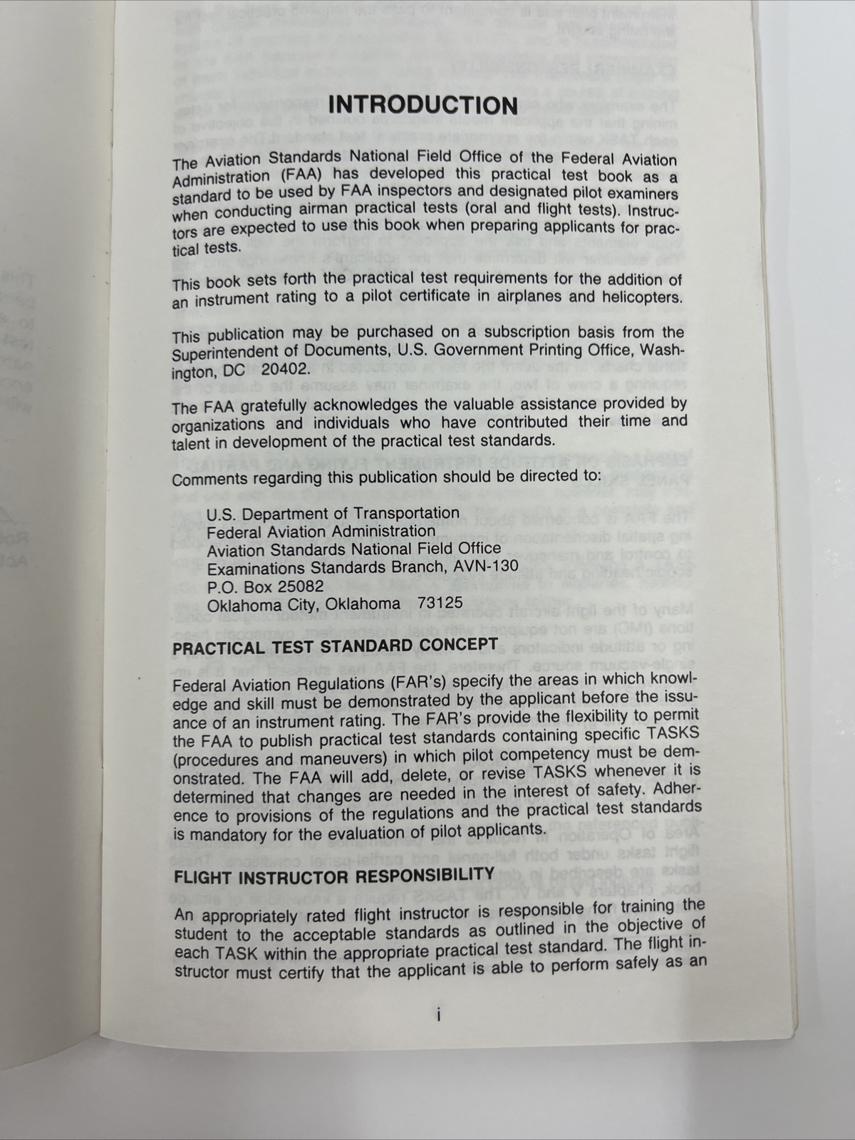 Instrument Rating Practical Test Standards for Airplane & Helicopter 1989