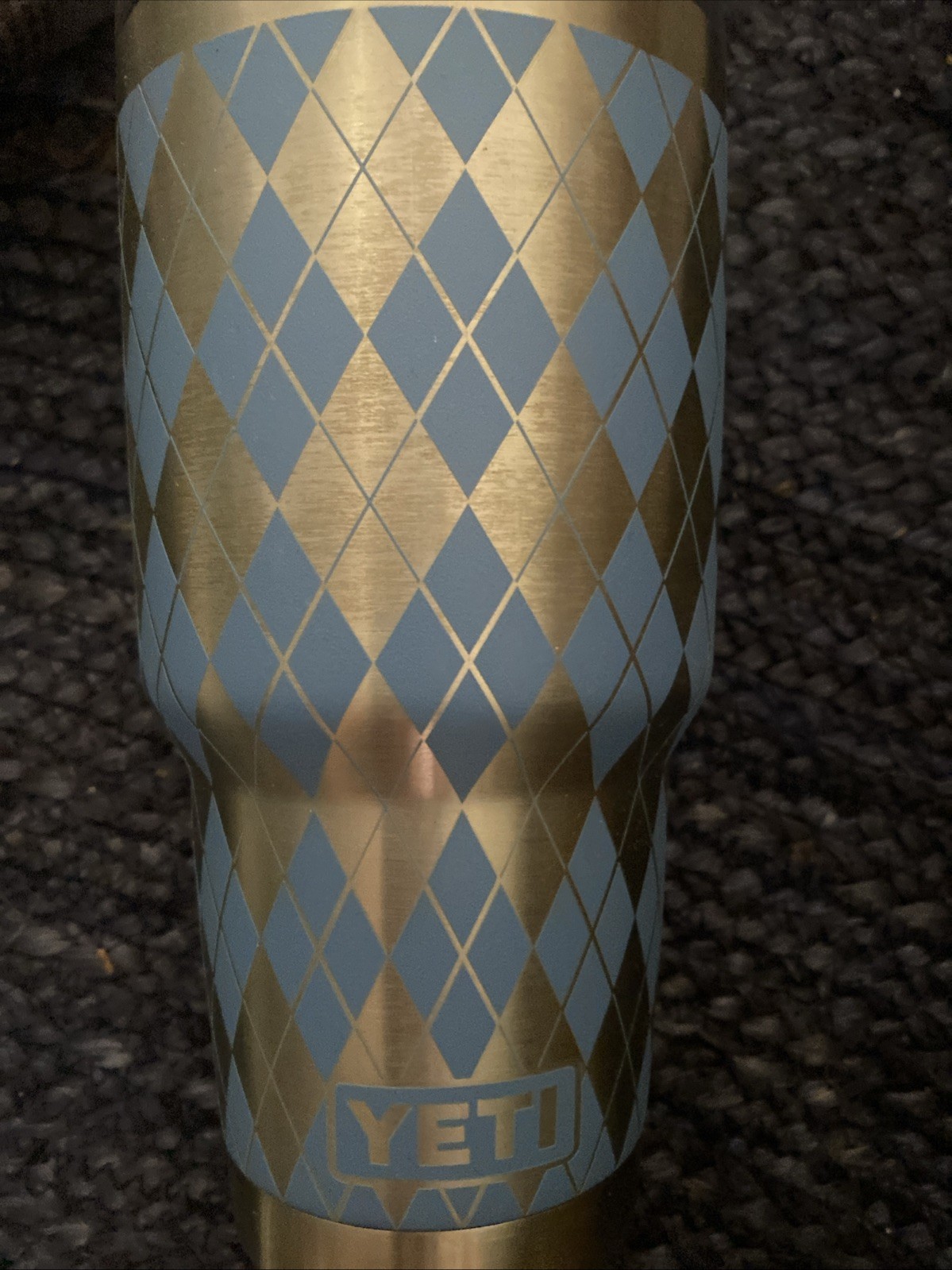 Yeti 30oz Rambler Tumbler UNC Argyle Light Blue Custom