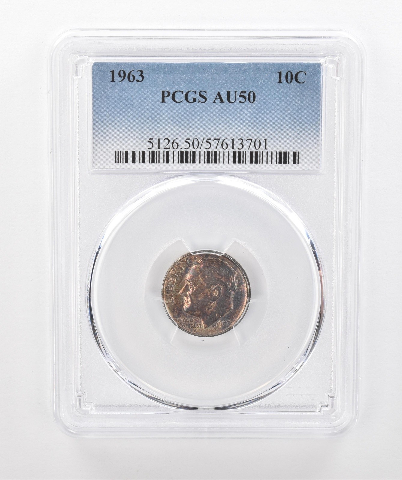 1963 Roosevelt Dime AU50 PCGS Beautiful Tone *1571