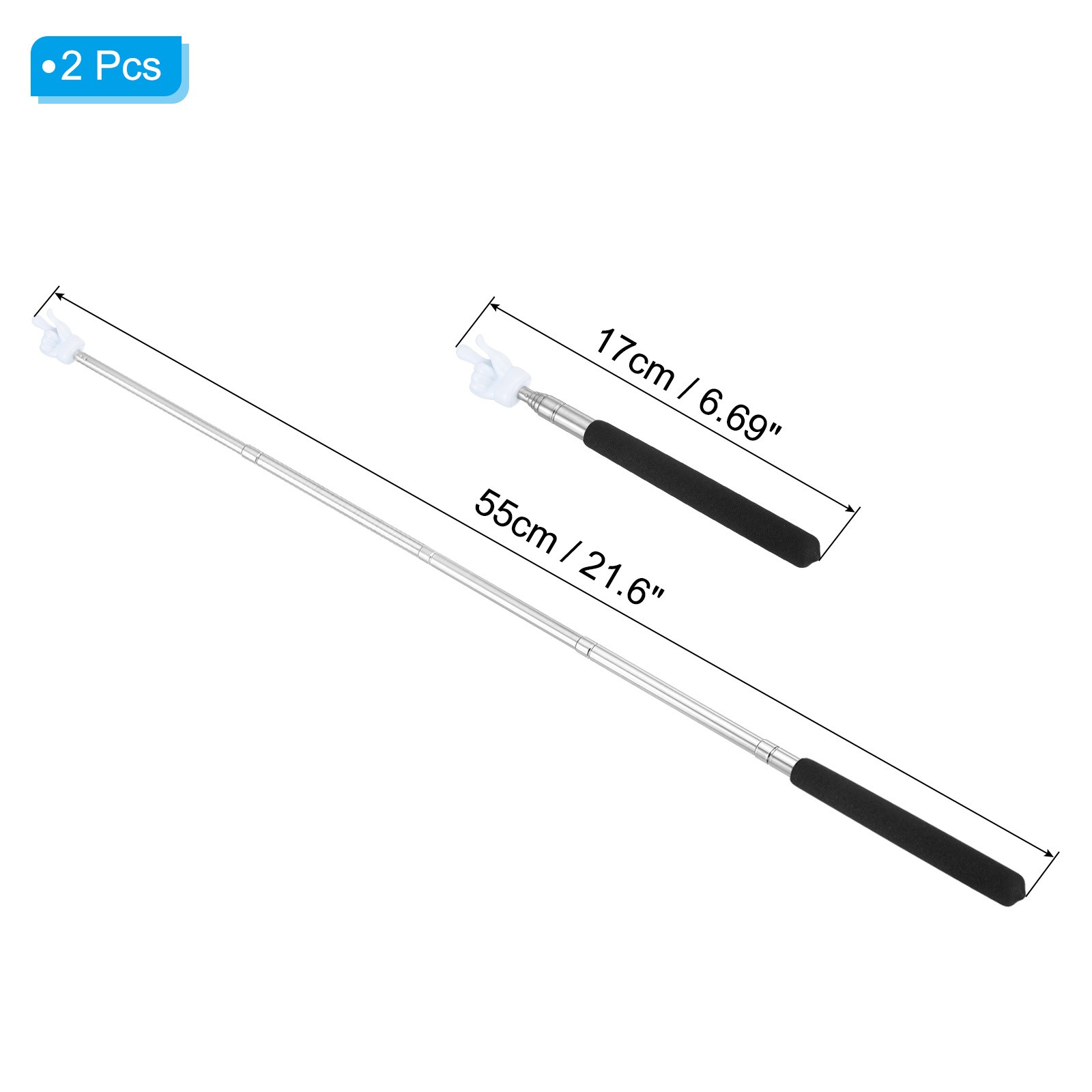 2 x Telescopic Teachers Finger Pointer Stick White Finger