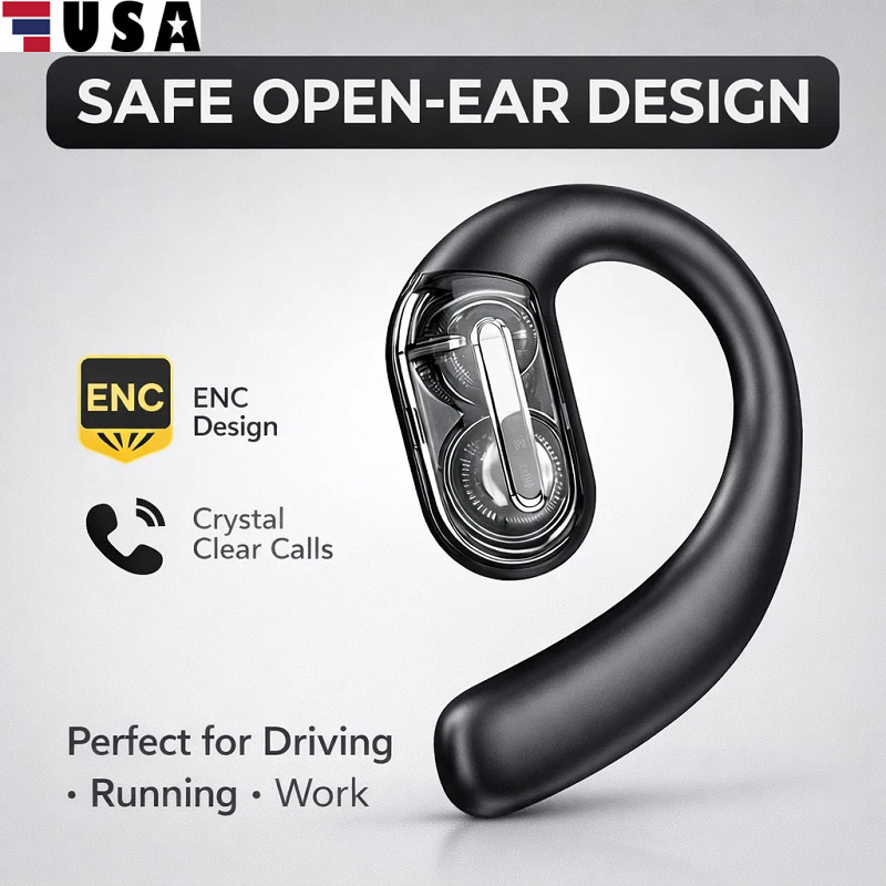 Bluetooth 5.4 Earpiece Wireless Headset Driving Trucker Earbuds Noise Cancelling