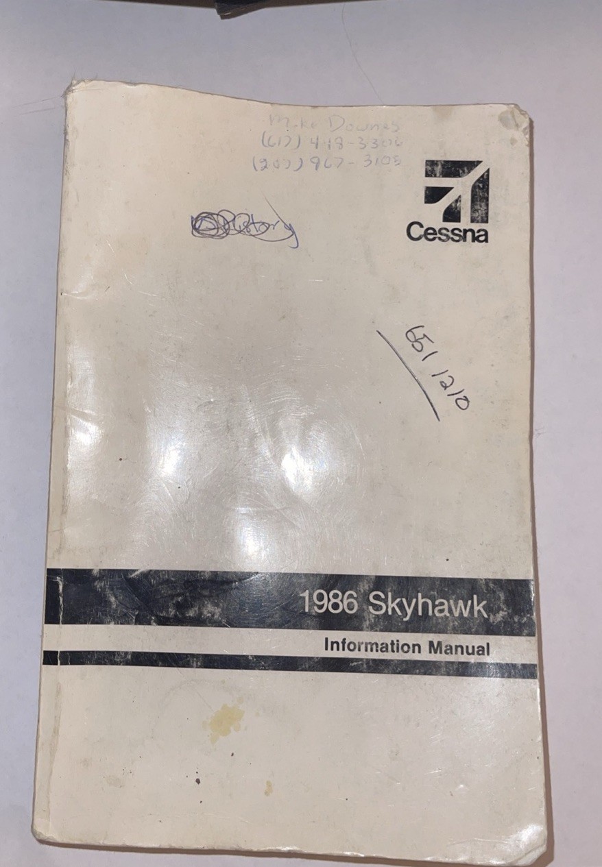 Cessna 1986 Skyhawk Model 172P Information Manual - Original Issue 1985 USED
