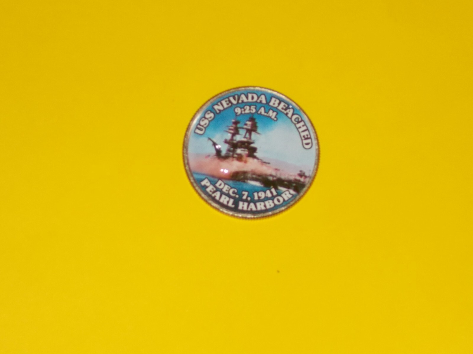 Colorized Kennedy Half Dollar - Pearl Harbor - USS Nevada Beached K630
