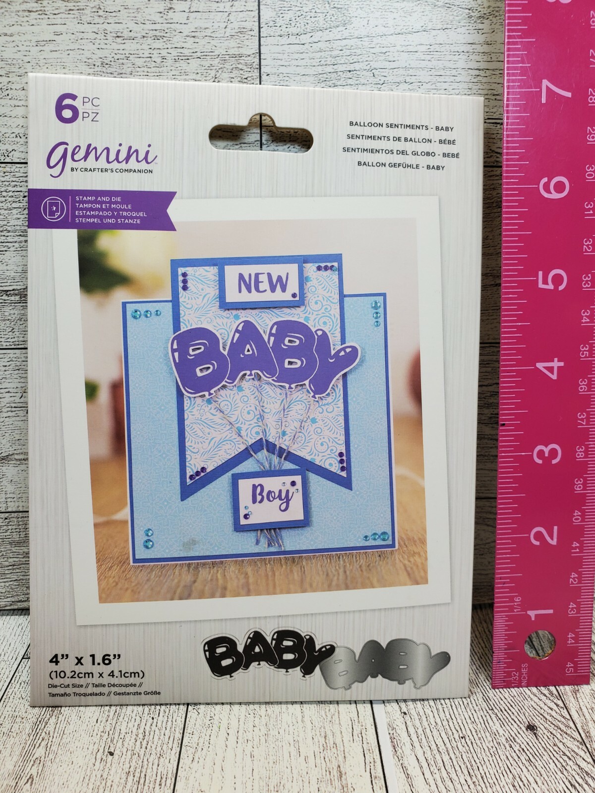 CSD3 Crafters Companion Balloon Sentiments Baby Stamp & Die Set New
