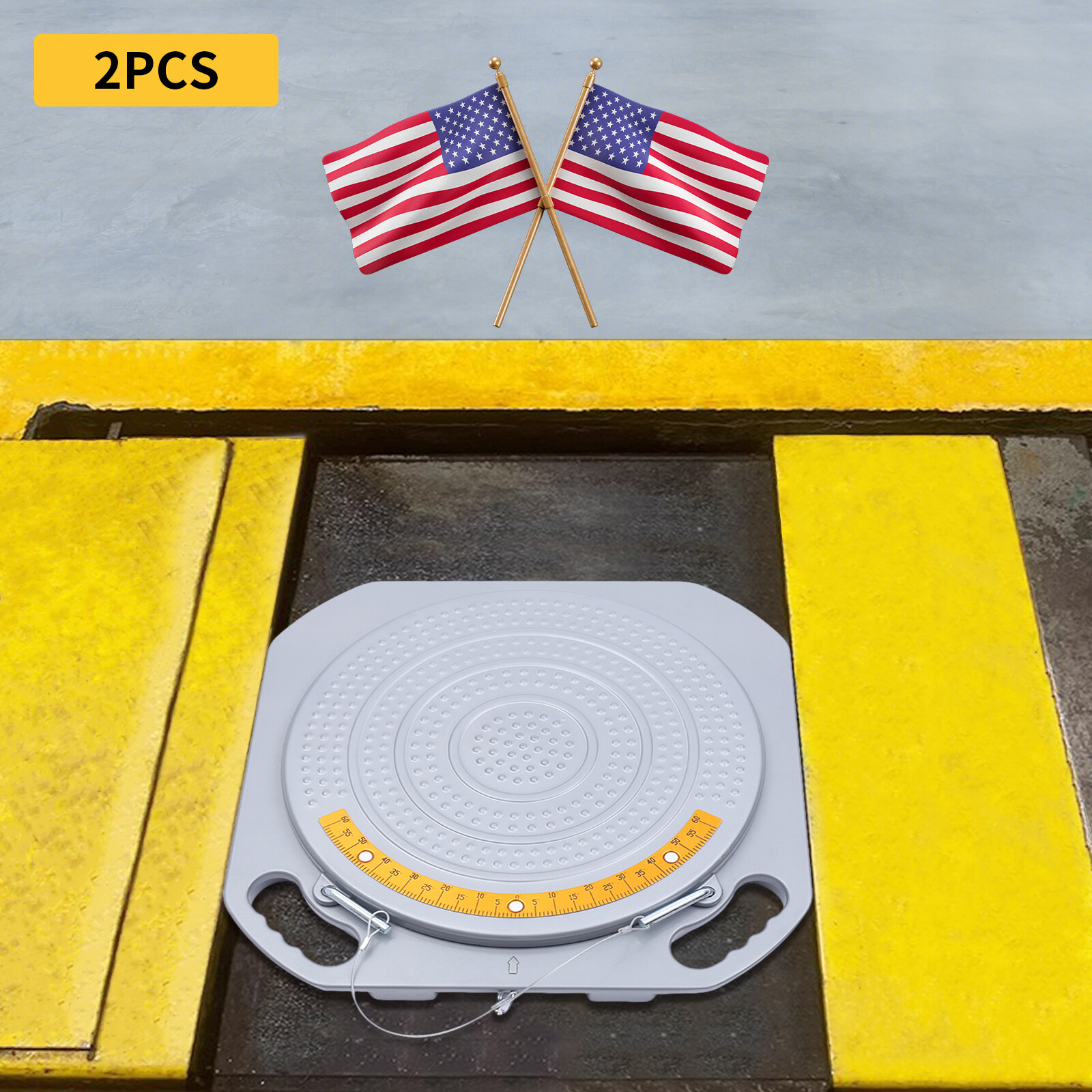 2*Wheel Turntable 360° Rotation Plates Car Front End Wheel Alignment System