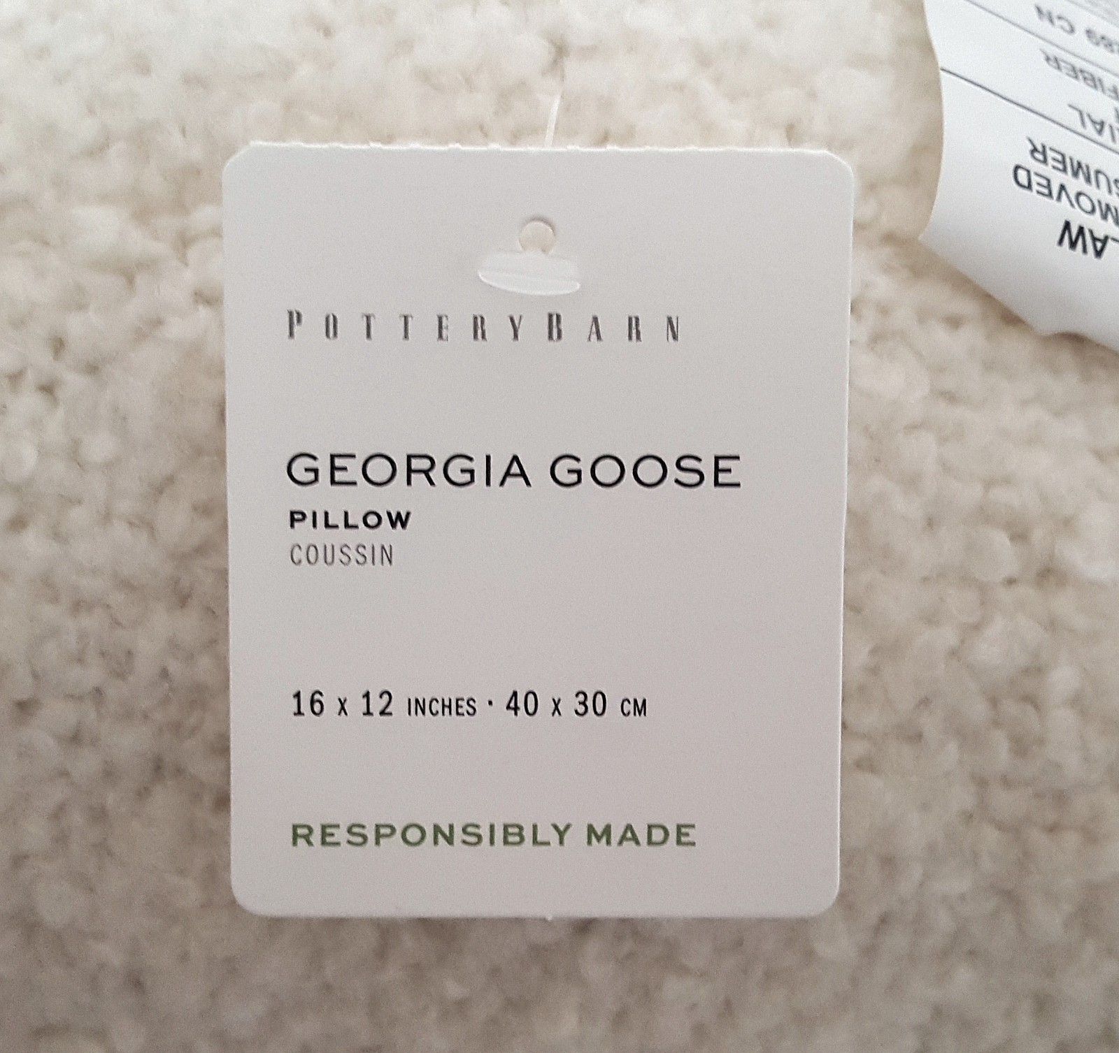 Pottery Barn Georgia Goose Shaped Pillow 16" NWT Spring Easter 2026