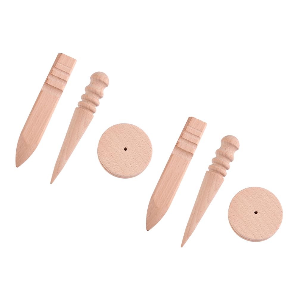6 PCS Wooden Leather Edge Burnisher Tool Slicker Polishing Stick 3 Styles