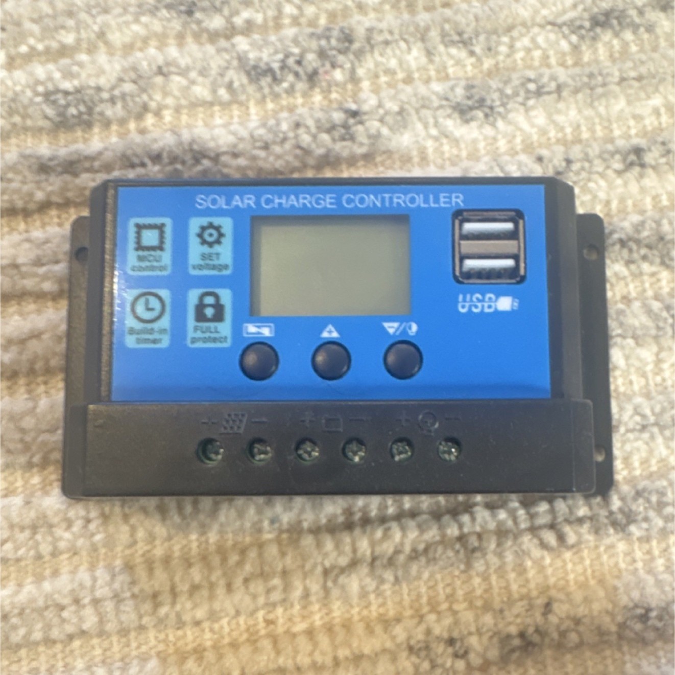 Solar Charge Controller MCU Control USB Ports LCD Display Timer Blue Black
