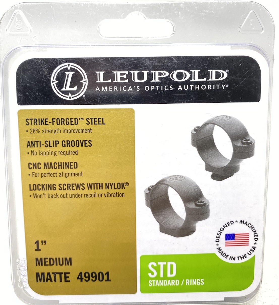 Leupold Standard Rings 1" Medium Matte Black 49901 Made in USA!
