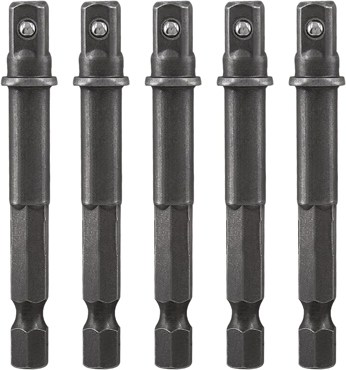 Square Socket Bit Adapter, 5 Pcs 1/4 Hex Impact Socket Extension Socket Driver B
