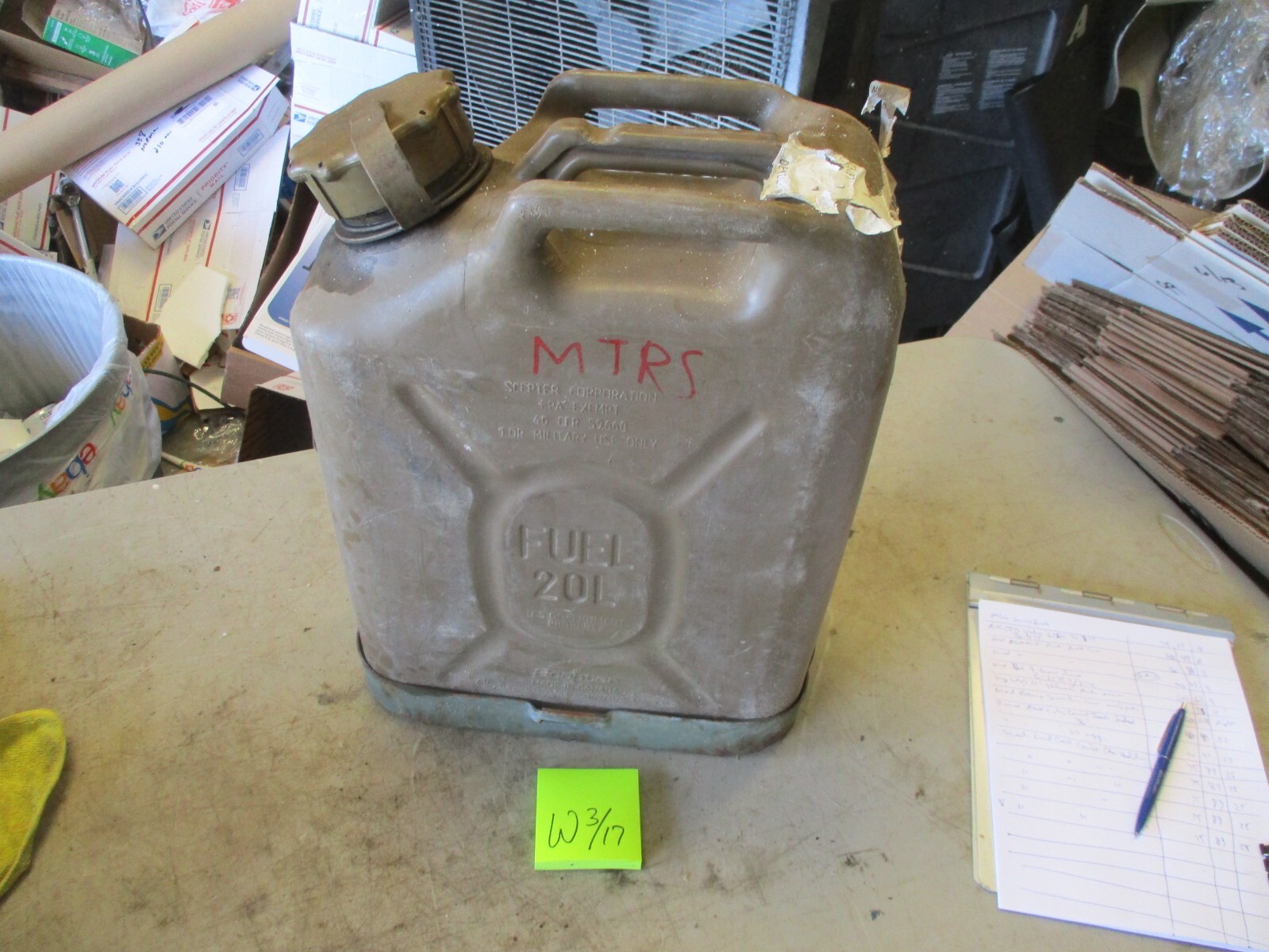 Used 5-Gallon Scepter Fuel Can & Used Can Holder, for HMMWV, Jeeps Broncos