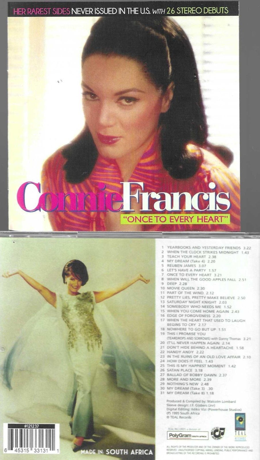 CONNIE FRANCIS-ONCE TO EVERY HEART-RI OF SUPER RARE SOUTH AFRICAN RARITIES CD