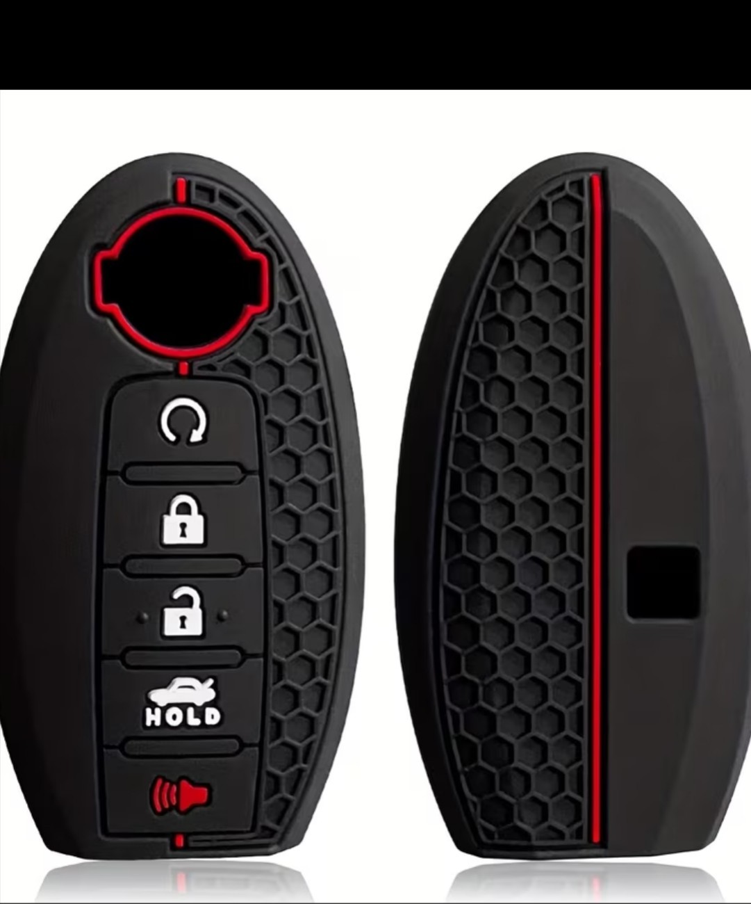 2pcs Silicone Smart Remote Key Fob Cover Compatible with for Nissan 5 Button(Bla