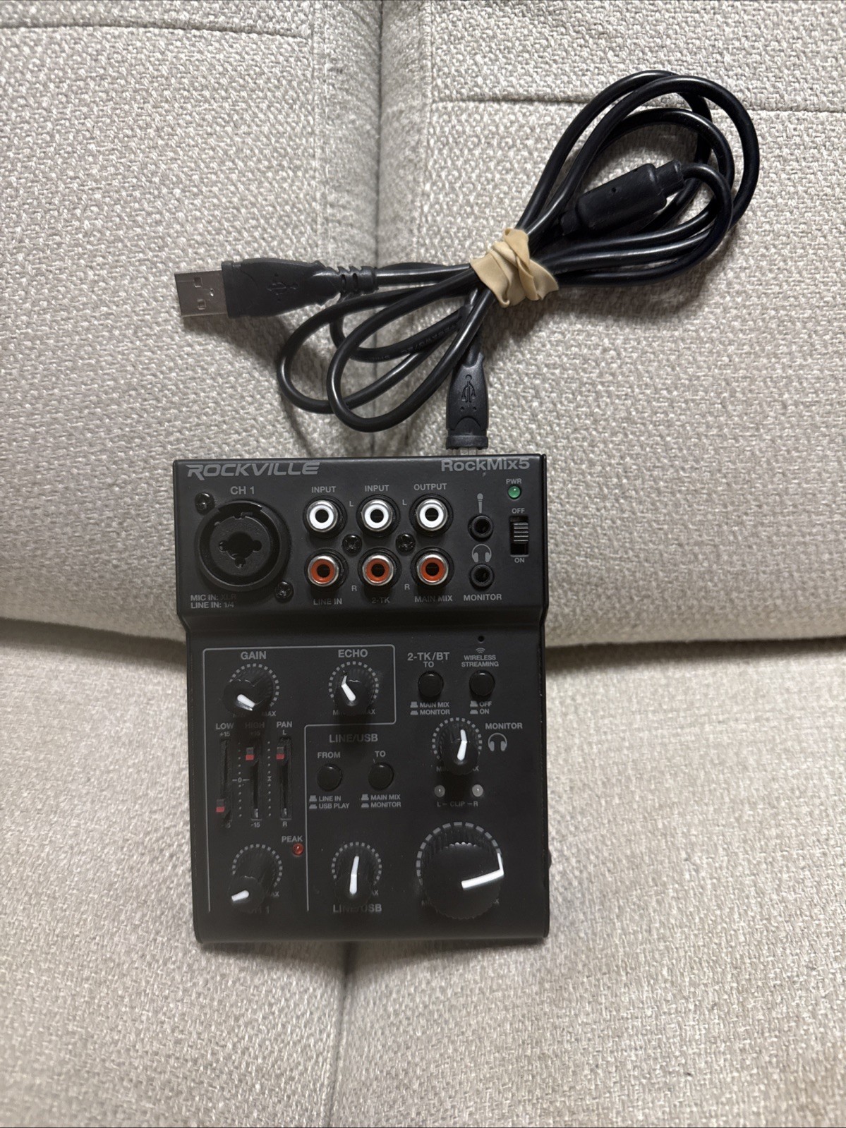 Rockville RockMix 5 5 Channel Pro Mixer w/USB Interface, Bluetooth, Echo, EQ